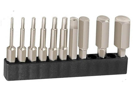 10pcs Hexagon Head Drive Bit Set ( H1.5-H12 ) - Magnetic 1/4" Shank - 50mm Length