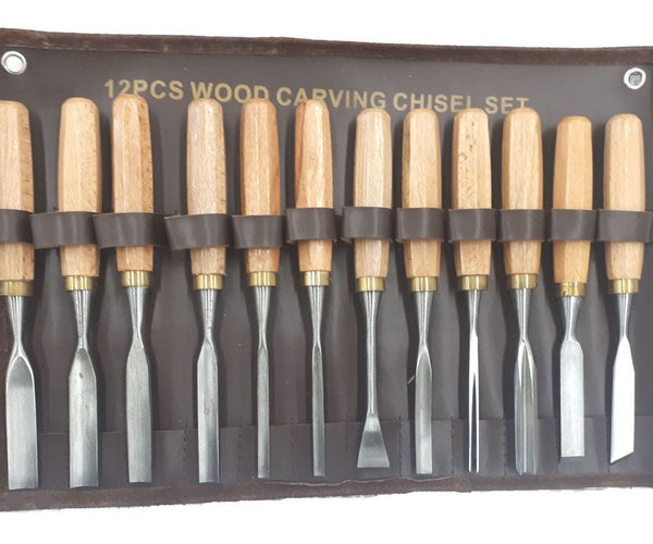 12pc Woodcarving Chisel Set (Leather pouch)