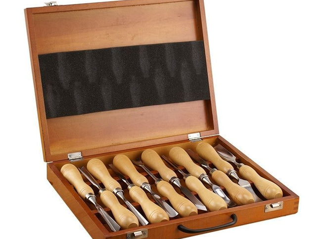 12pc Wood Carving Chisel Set (Wooden box)