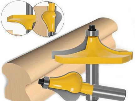Two-piece handrail bit set by McJING Tools showing drill bits designed for woodworking handrails and railing installations.