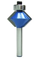 McJING Tools V-Notch Tongue and Groove Edge Bit used for woodworking, showing the cutting edge and detailed design.