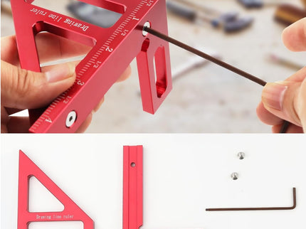 3D Try Square Ruler with Line Hole (Alloy)