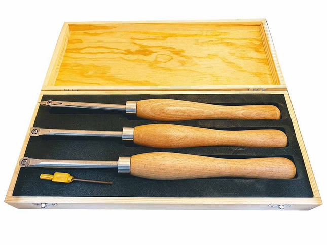 3pc Carbide Replaceable Tip Woodturning Set