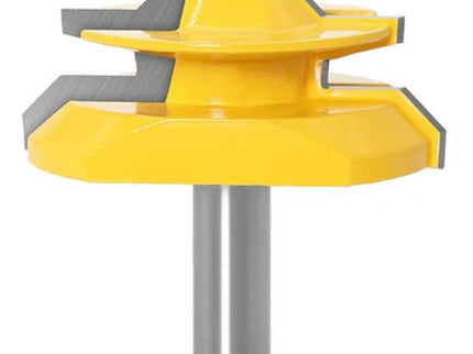 McJING Tools 45° Lock Mitre Bit for precision woodworking and joinery, showcasing the sharp cutting edges and locking mechanism.