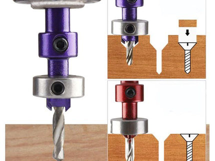 5pc Carbide Tipped Drill & Countersink with Stop Set (8mm Shank)