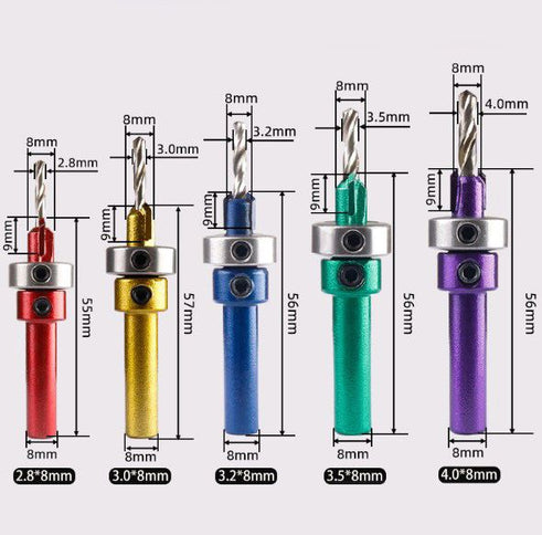 Carbide Tipped Drill & Countersink with Stop Collet (Straight Shank)