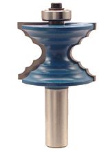 Double-sided triple roundover bit by McJING Tools, showing the rounded cutting edges for versatile woodworking finish.