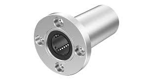 McJING Tools flange linear bearing showing the metal flange and sliding bearing surface for precise linear motion.