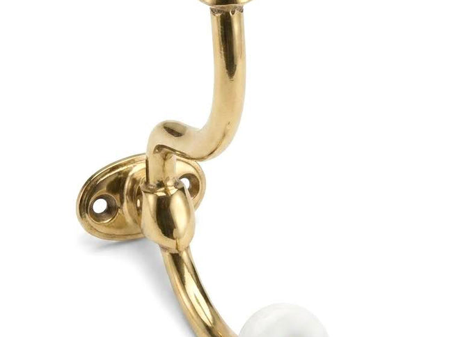 Brass Coat Hook With Ceramic Head