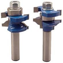 Matching rail and stile Ogee bit set by McJING Tools for woodworking, showing the detailed Ogee cutting edges.