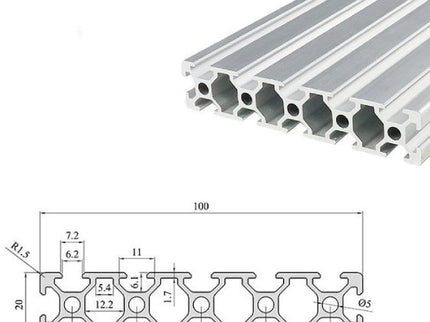 Aluminium Extrusion 20x100 - 1000mm
