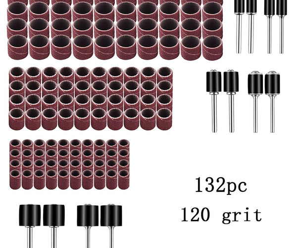 132pcs Drum Sander and Mandrel Kit ( 3.17mm Shank G120)