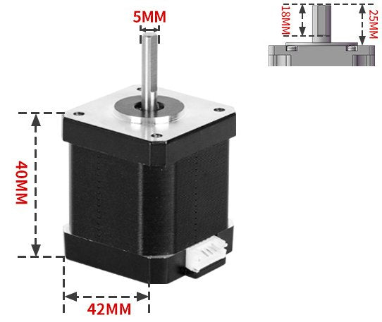 42 Series Stepper Motor - 40mm Length - 5mm Shaft (Nema 17)