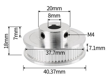 GT2 - 60-Tooth Timing Belt Pulley