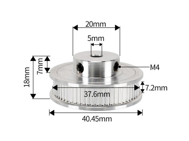 GT2 - 60-Tooth Timing Belt Pulley
