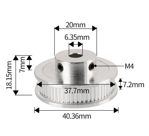 GT2 - 60-Tooth Timing Belt Pulley