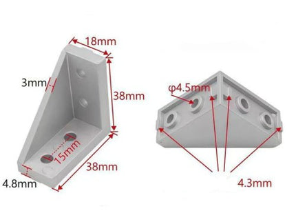 Aluminum Right Angle Corner Deep Bracket