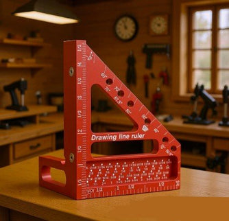 3D Try Square Ruler with Line Hole (Alloy)