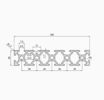 Aluminium Extrusion 20x100 - 1000mm