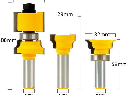 3pc Window Sash Router Bit Set - 1/2" Shank