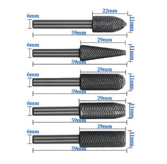 5pc Light Metal Rotary File Burr Set