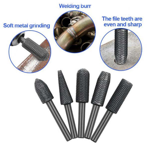 5pc Light Metal Rotary File Burr Set