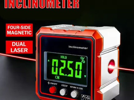 Rechargeable 4-Sided Magnetic Digital Level Angle Box with IR Lasers