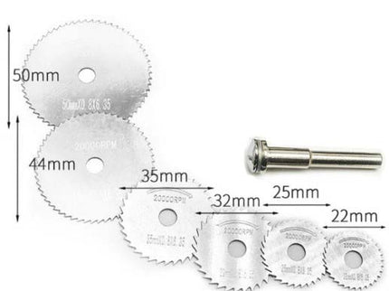 7pc/set ( 6 - HSS Saw Blade + 1 - Arbor )
