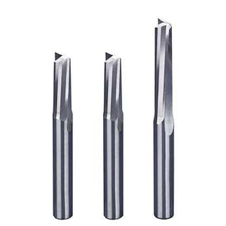 Solid carbide straight flute bit with two flutes from McJING Tools, designed for precise woodworking and metal drilling.