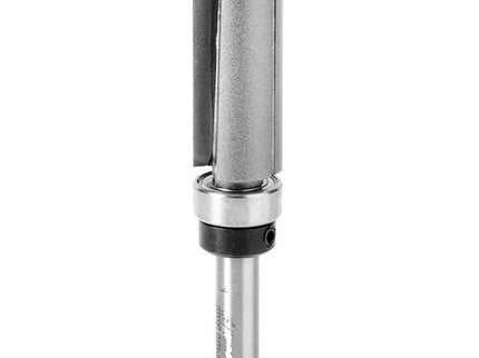 McJING Tools top mounted bearing flush trim bit with 1/4 inch shank for precise edge trimming and woodworking projects