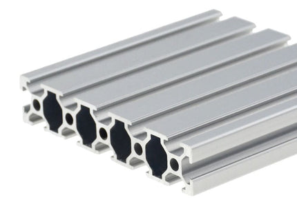 Aluminium extrusion 30x150mm with 8mm groove from McJING Tools, 1000mm length, showing smooth metal surface and groove details.