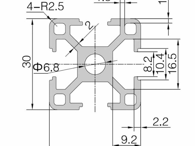 Aluminium Extrusion 30x30 8mm Groove 1M or 2M Lengths