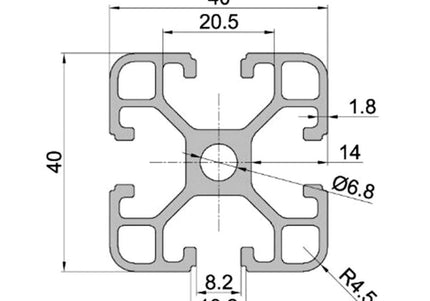 Aluminium Extrusion 40x40 8mm Groove - 1M or 2M Lengths