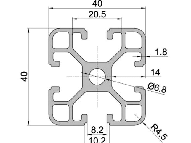 Aluminium Extrusion 40x40 8mm Groove - 1M or 2M Lengths