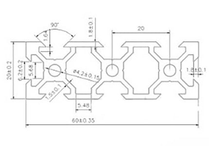 Aluminium Extrusion 20x60 V-Slot Black - 1000mm