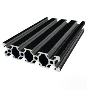 Black aluminium V-slot extrusion 20x80mm from McJING Tools, 1000mm length, showing the sleek profile and V-groove design.