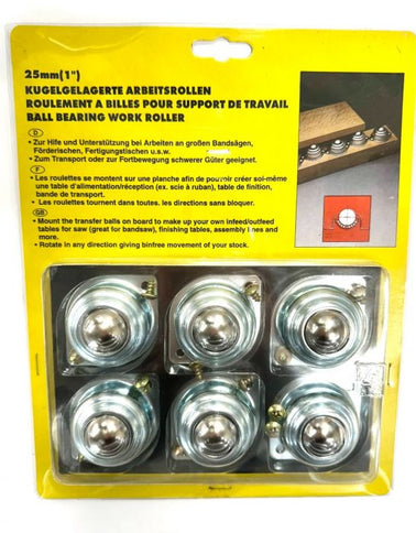 6pc Ball Bearing Work Roller Set