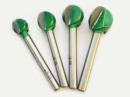 4pc Ball Head Carbide Tipped Wood Carving Bit Set ( 6mm Shank )
