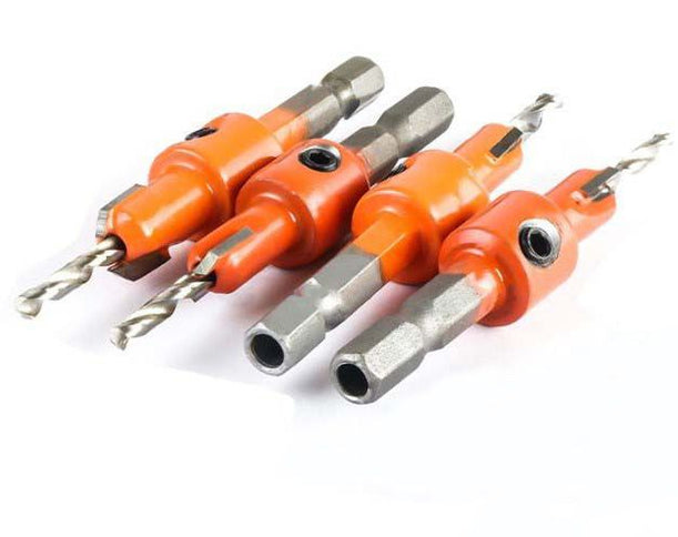 4pc Carbide Tipped Drill & Countersink Set ( 8mm Head ) Quick Change Shank