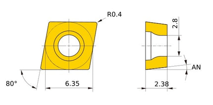 Out-Facing (Screw Lock) wide diamond tip