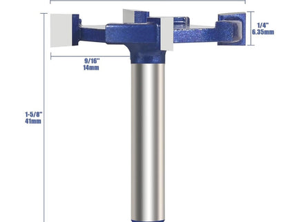 McJING Tools CNC spoilboard surfacing router bit with 4-flutes, shown in use on a woodworking project for smooth surface finishing.