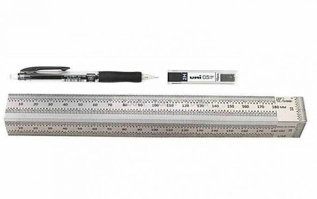 Precision Corner Line Ruler with Pencil
