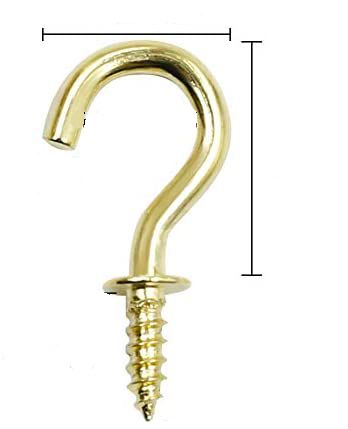 Cup Hook Screw (Brass Plated) Shouldered