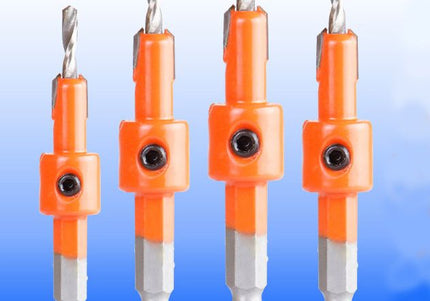 4pc Carbide Tipped Drill & Countersink Set ( 8mm Head ) Quick Change Shank