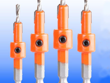 4pc Carbide Tipped Drill & Countersink Set ( 8mm Head ) Quick Change Shank