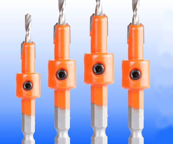 4pc Carbide Tipped Drill & Countersink Set ( 8mm Head ) Quick Change Shank