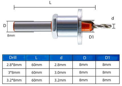 Carbide Tipped Drill & Countersink with Precision Guide