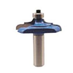 McJING Tools elongated cove and bead table edge bit for woodworking, showing the detailed profile on a work surface.