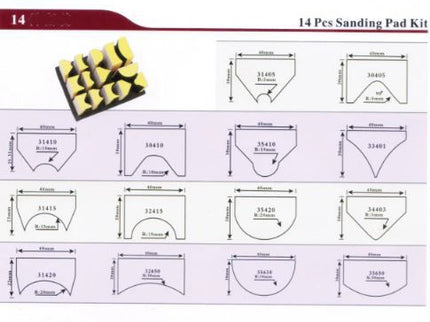 14pcs Hand Sanding Pad Set (Hook & Loop)