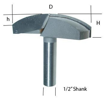 Horizontal Crown Moulding Bit by McJING Tools for woodworking, shown installed on a router with a detailed profile.